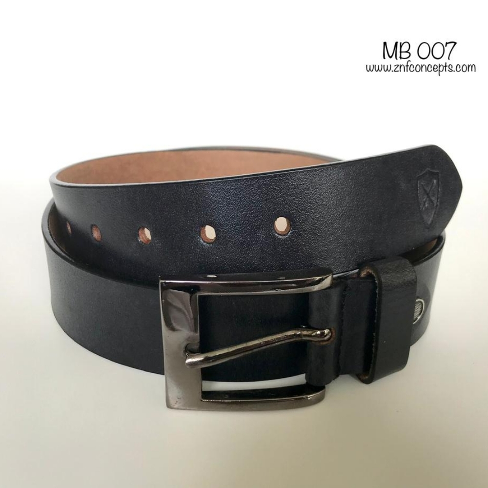 Genuine Leather Belt, Black, buckle may not be exactly as shown.